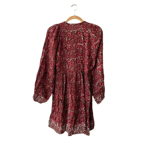 Ulla Johnson Asimar Dress in Henna Size 2 Long Sleeve Cotton Lace Up - Picture 4 of 6